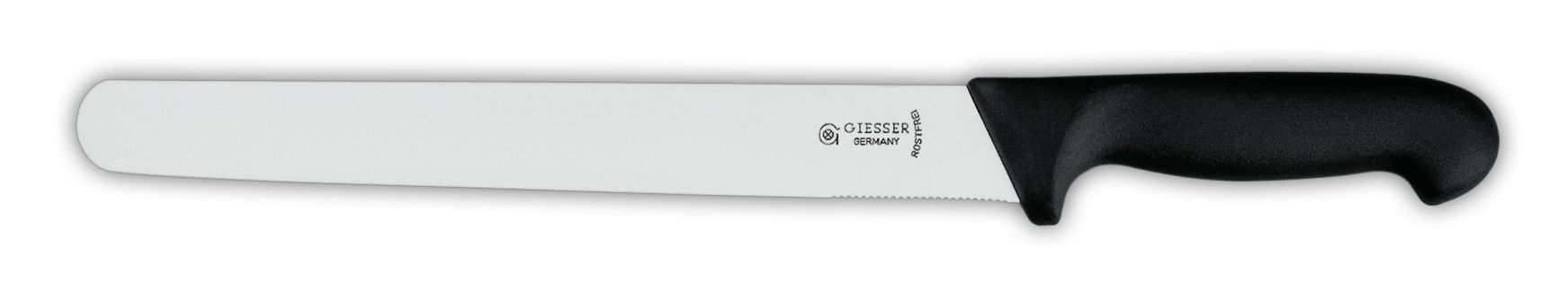 Нож для ветчины и колбас 7705aw, волнистое лезвие, 36 см,  черная рукоятка