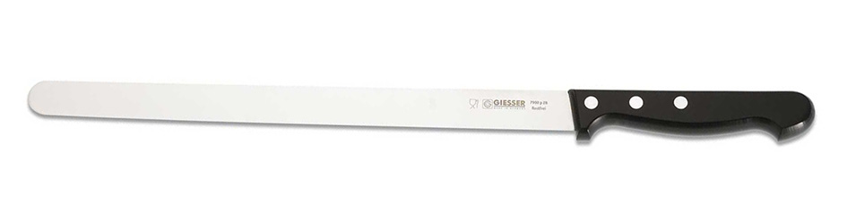 Нож для колбасных изделий, салями 7900p с рукояткой POM, 28 см,  черная рукоятка