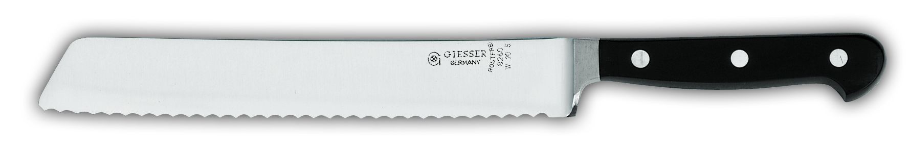 Нож для хлеба 8260w с волнистым лезвием, 20 см,  черная рукоятка