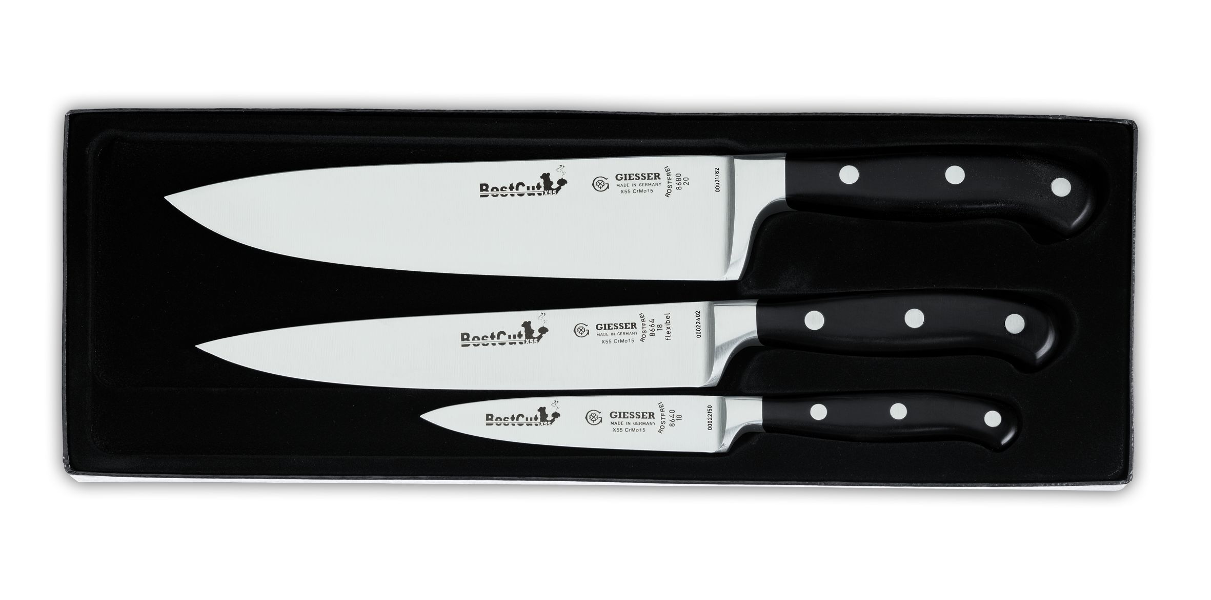 Набор ножей серии BestCut из 3-х предметов  с черной рукояткой