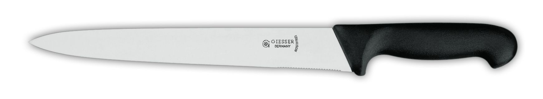Нож для ветчины 7305aw,  волнистое лезвие, 21 см,  черная рукоятка