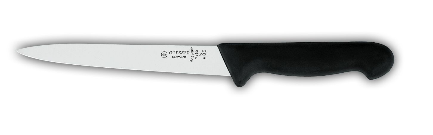 Нож филейный 7365 , гибкий, 22 см,  черная рукоятка