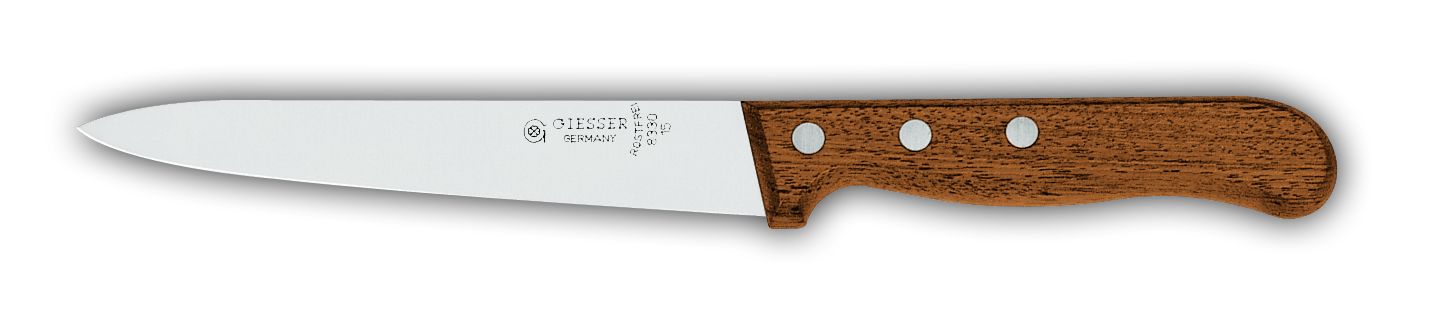 Нож кухонный 8330  с деревянной ручкой, 13 см,  черная рукоятка