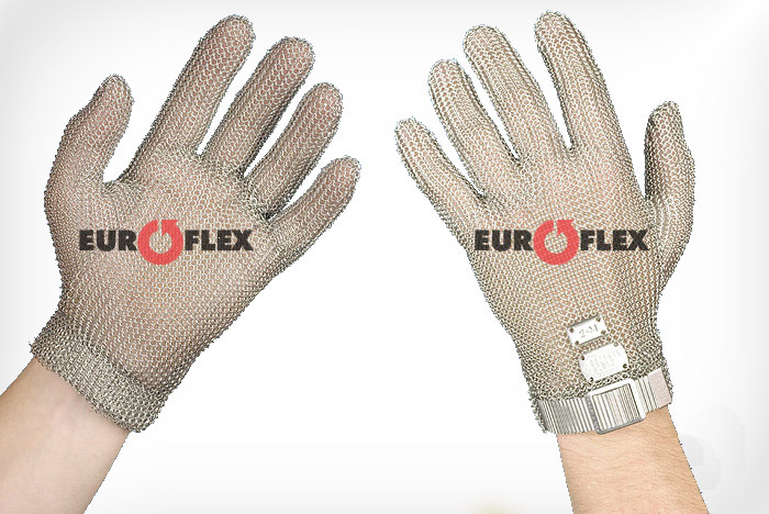 Перчатки кольчужные Euroflex Comfort 9590, 15 см,  красный ремешок